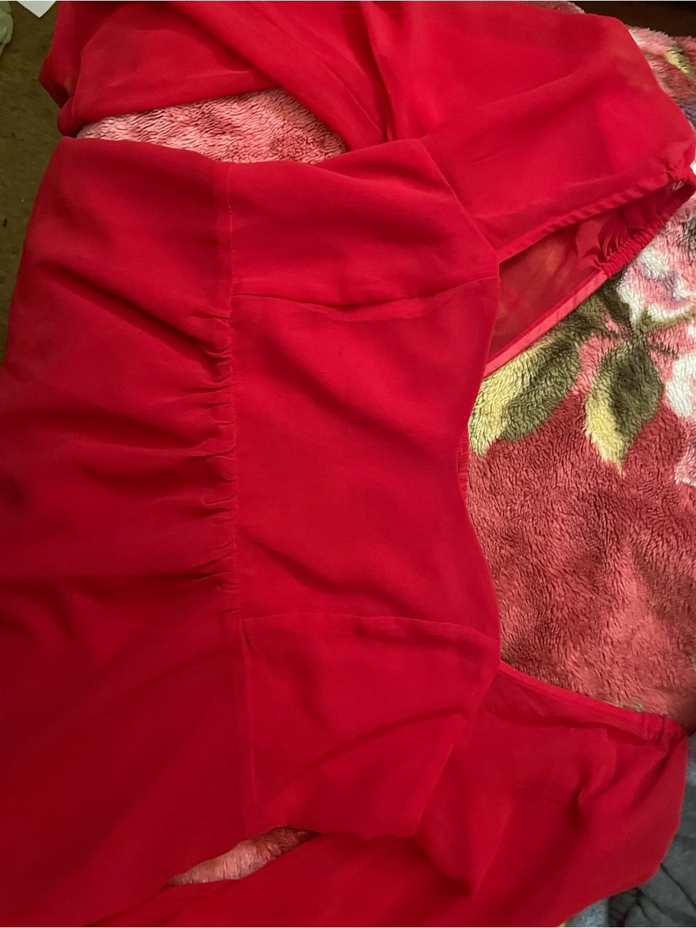 Bright Red Long Sleeve Blouse